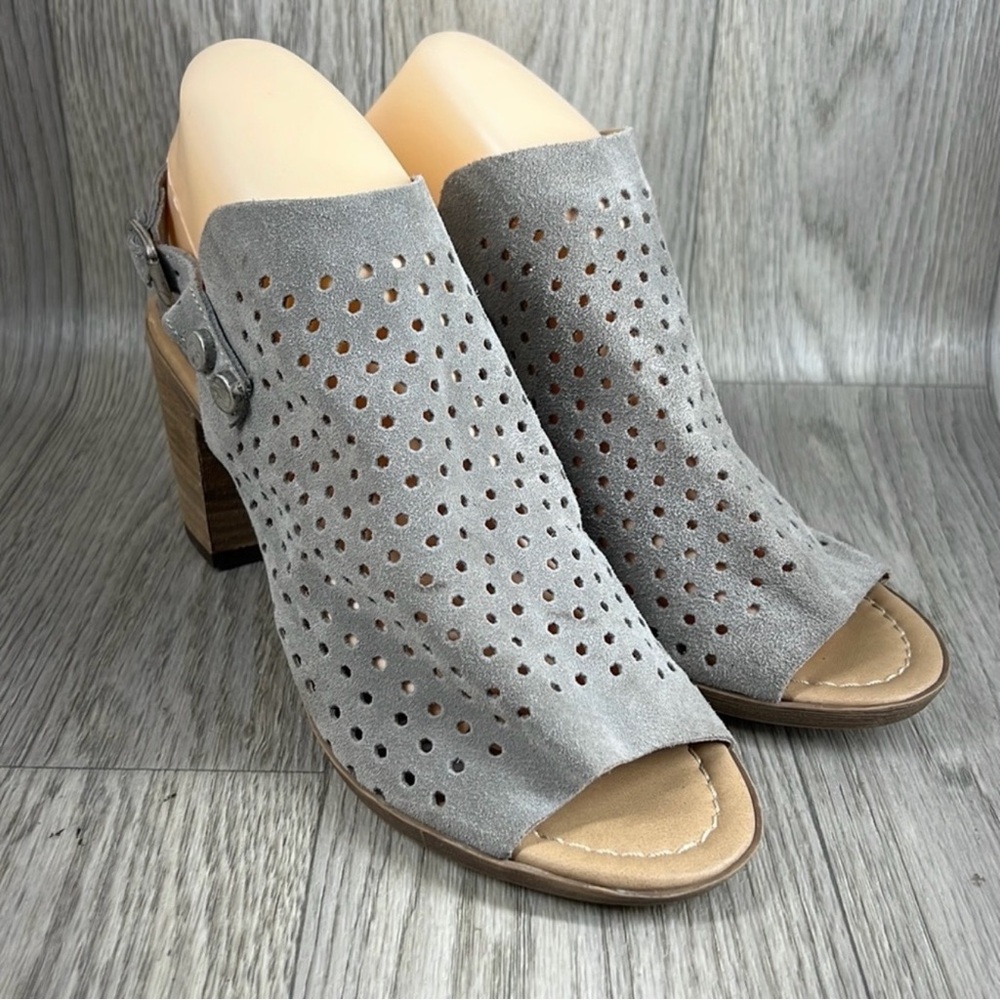 Gray Perforated Women's Peep Toe Booties